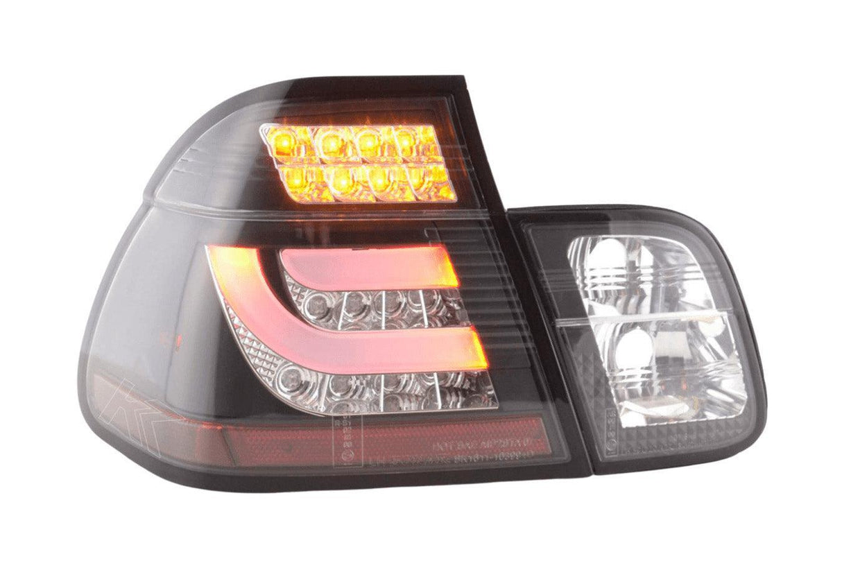 BMW 3-series E46 Sedan Black Clear LED LightBar Taillights Set (1998-2001) - K2 Industries