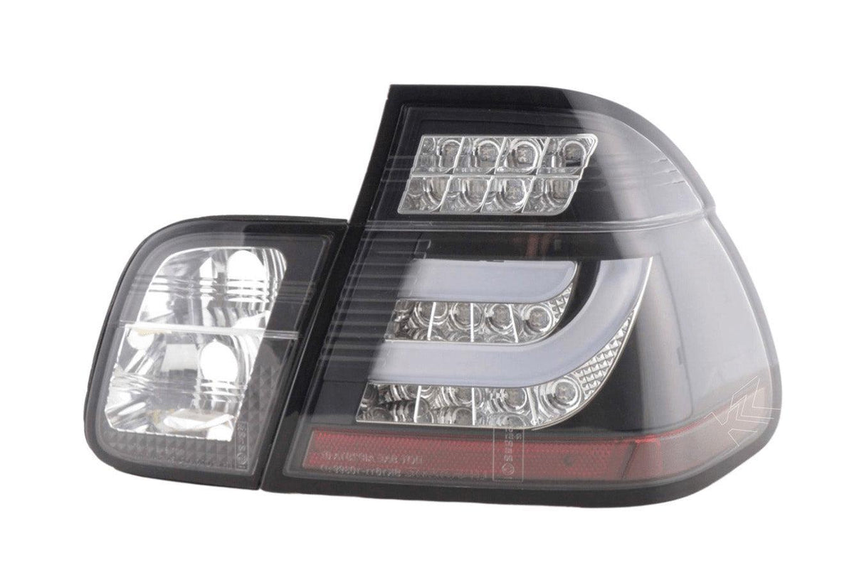 BMW 3-series E46 Sedan Black Clear LED LightBar Taillights Set (1998-2001) - K2 Industries