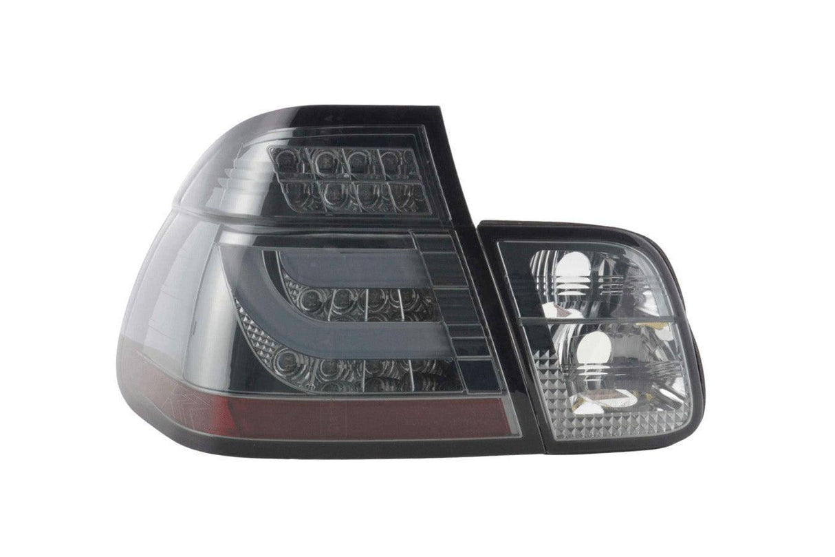 BMW 3-series E46 Sedan Chrome Smoked LED LightBar Taillights Set (1998-2001) - K2 Industries