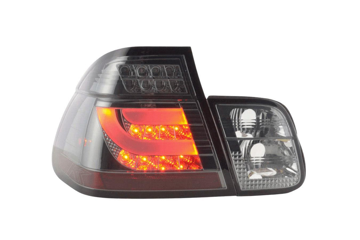 BMW 3-series E46 Sedan Chrome Smoked LED LightBar Taillights Set (1998-2001) - K2 Industries