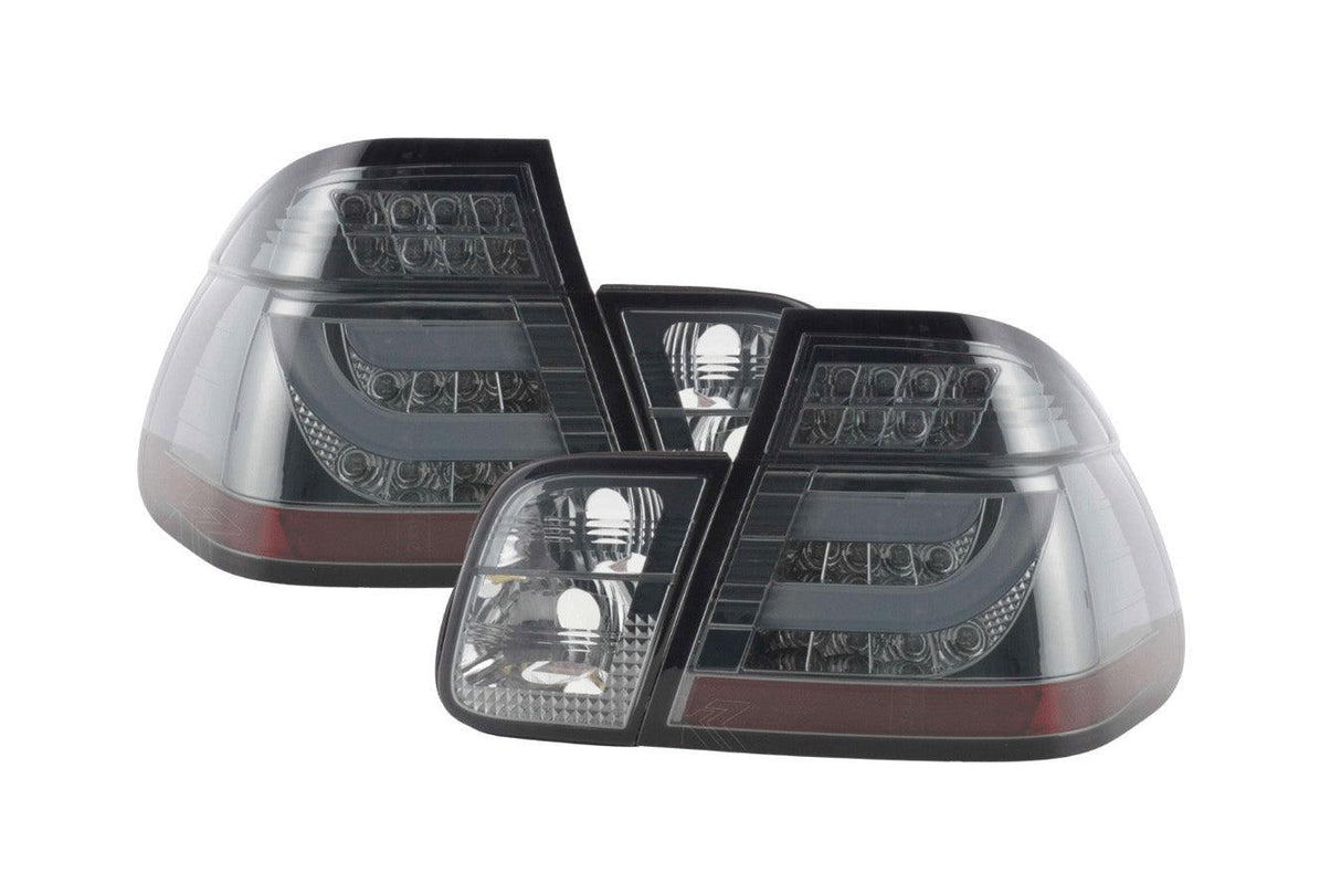 BMW 3-series E46 Sedan Chrome Smoked LED LightBar Taillights Set (1998-2001) - K2 Industries