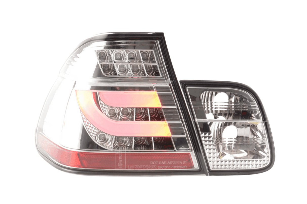 BMW 3-series E46 Sedan Chrome/Clear LED LightBar Taillights Set- Facelift (2002-2005) - K2 Industries