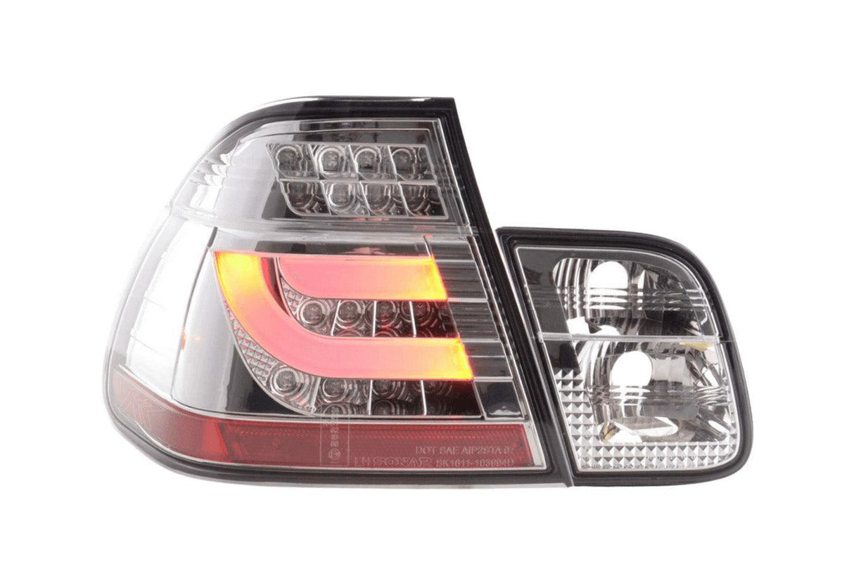 BMW 3-series E46 Sedan Chrome/Clear LED LightBar Taillights Set- Facelift (2002-2005) - K2 Industries