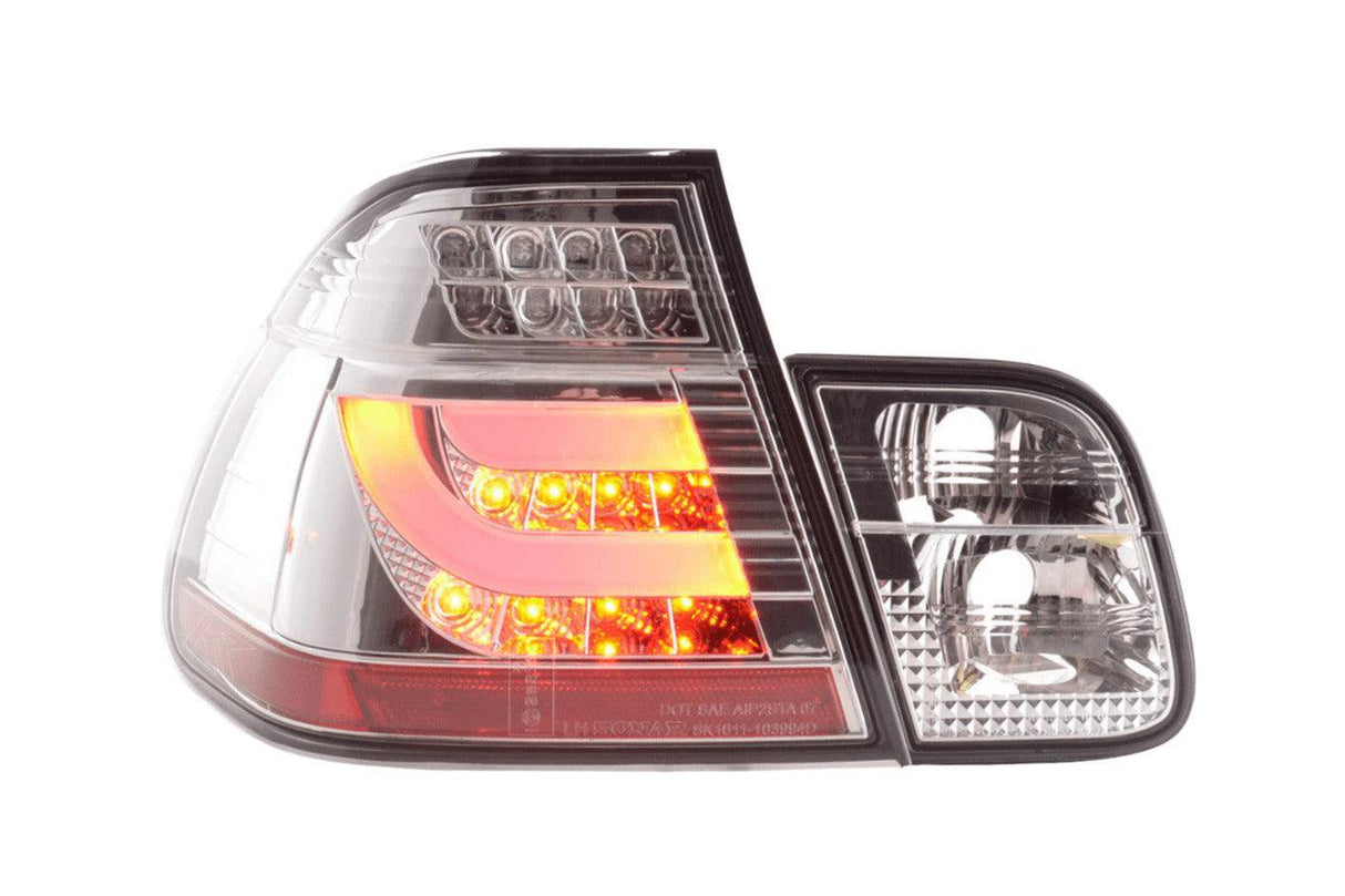 BMW 3-series E46 Sedan Chrome/Clear LED LightBar Taillights Set- Facelift (2002-2005) - K2 Industries