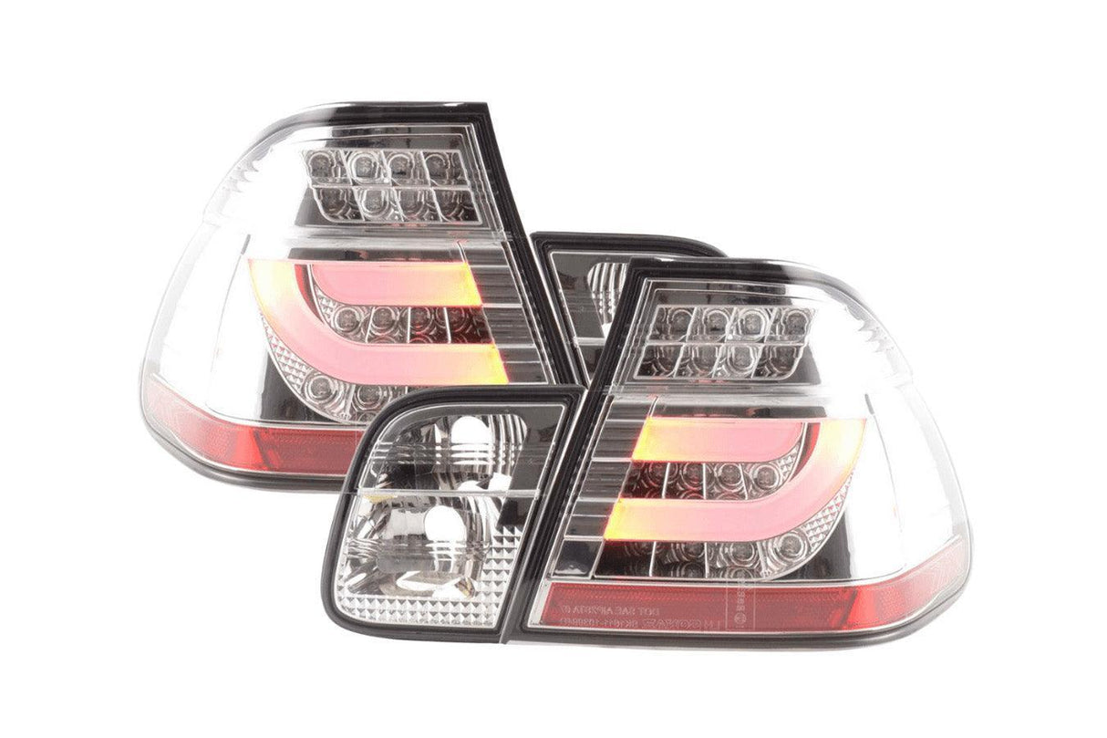 BMW 3-series E46 Sedan Chrome/Clear LED LightBar Taillights Set- Facelift (2002-2005) - K2 Industries