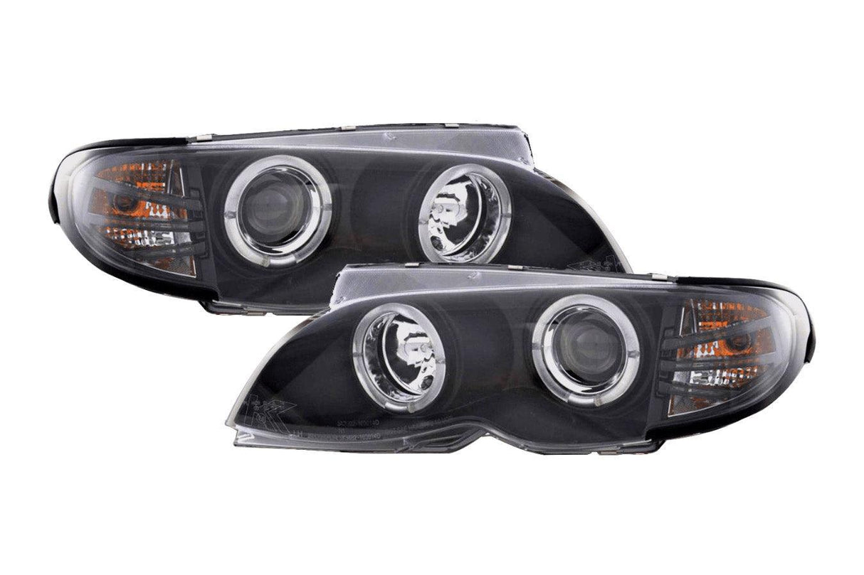 BMW 3-series E46 Sedan/Touring Black Angel Eyes Headlight Set (2002-2005) - K2 Industries