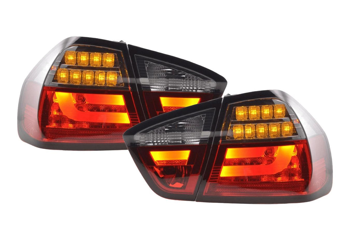 BMW 3-Series E90 Sedan Red/Smoked LED Bar Taillights (2005-2008) - K2 Industries