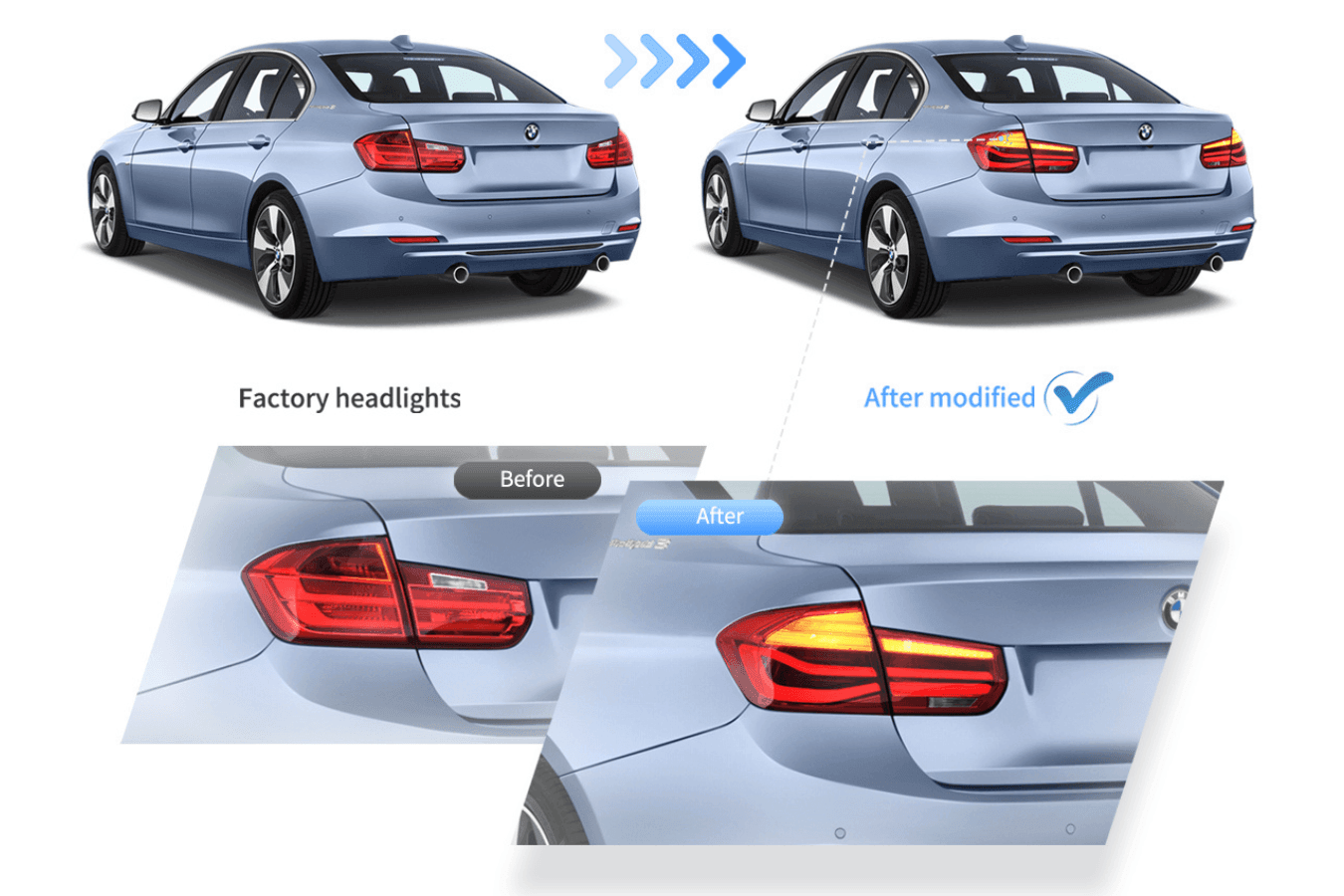 BMW 3-Series F30 F35 F80 6th Gen - LCI Style - LED Tail Lights Upgrade (2012-2019) - K2 Industries