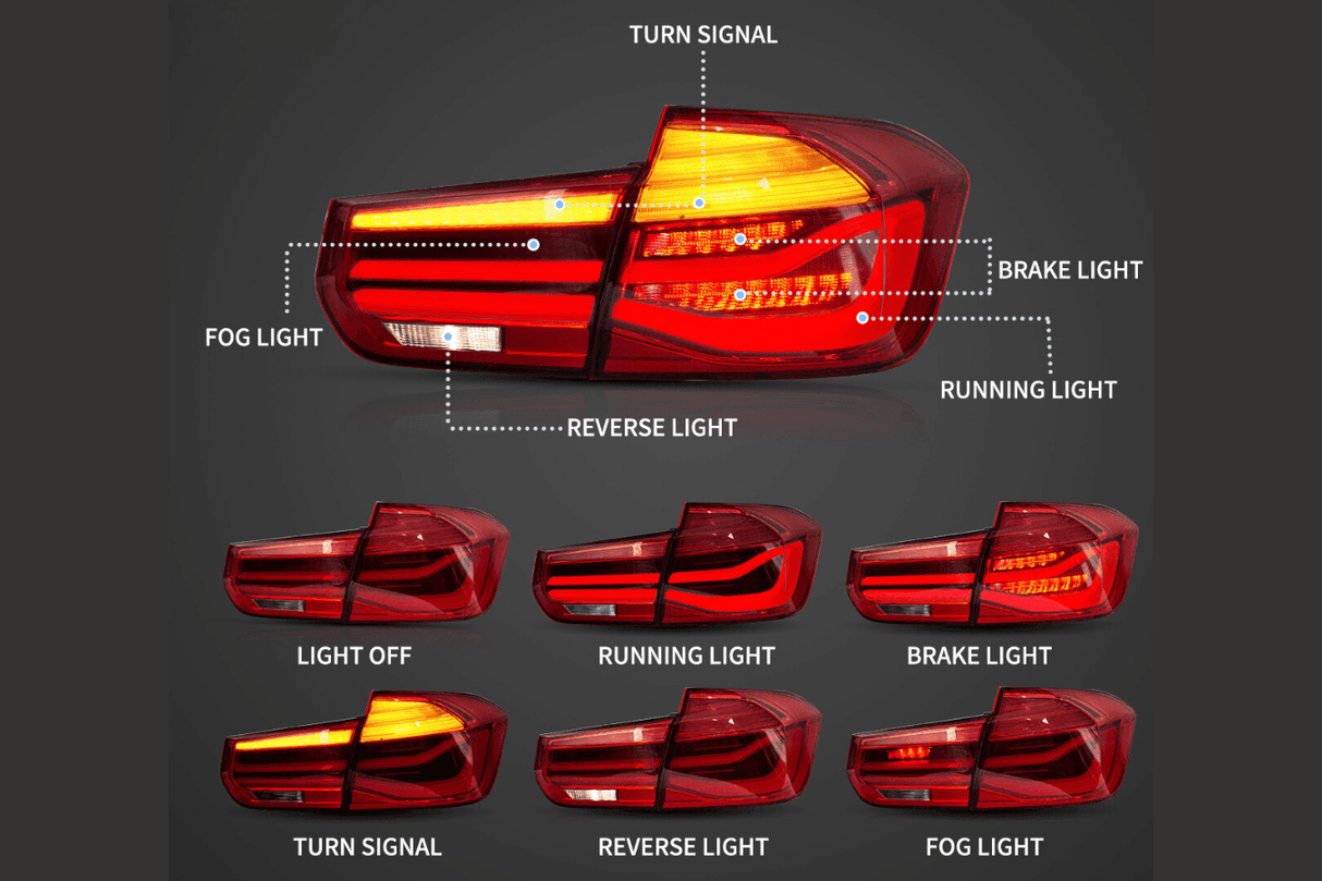 BMW 3-Series F30 F35 F80 6th Gen - LCI Style - LED Tail Lights Upgrade (2012-2019) - K2 Industries