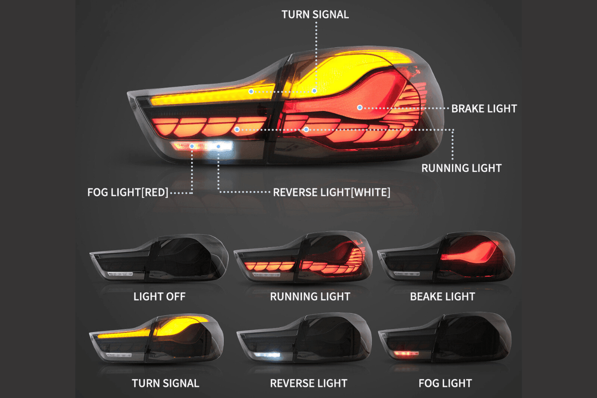 BMW 4-Series M4 F82 F83 F32 F36/F33 OLED Dynamic -GTS Style- Tail Lights (2014-2020) - K2 Industries