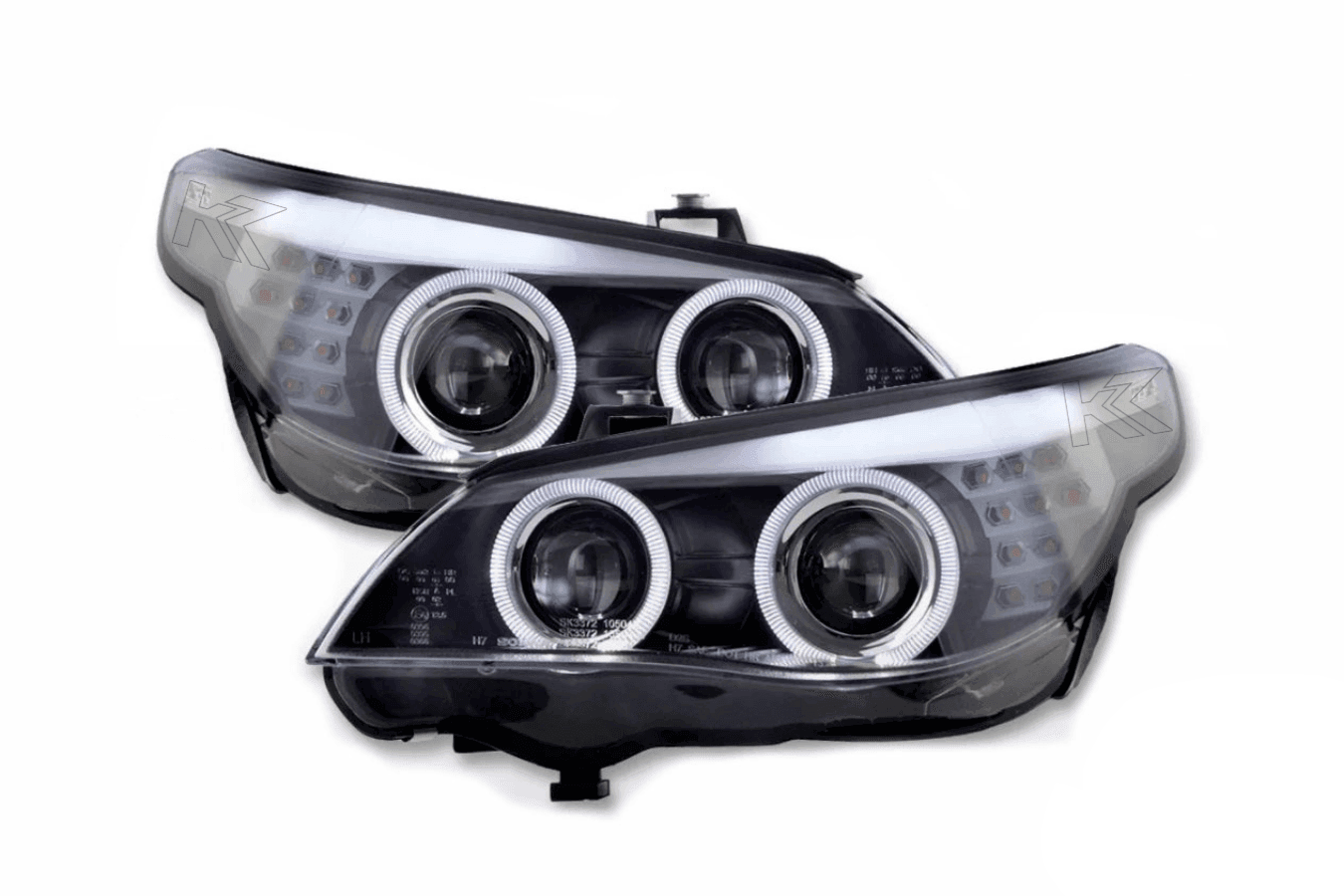 BMW 5-series E60 E61 Black Angel Eyes Headlight Set (2003-2007) - K2 Industries