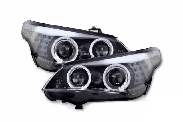 BMW 5-series E60 E61 Black Angel Eyes Headlight Set (2003-2007) - K2 Industries