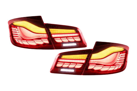BMW 5-Series F10 F18 M5 6th Gen GTS Style -Red or Smoked- OLED Dynamic LED Tail Lights (2011-2017) - K2 Industries