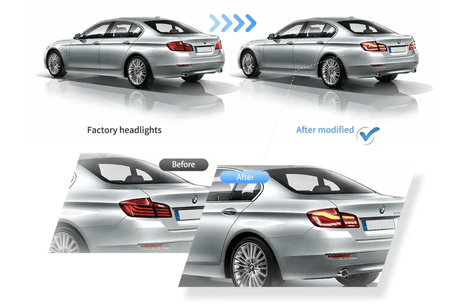BMW 5-Series F10 F18 M5 6th Gen GTS Style -Red or Smoked- OLED Dynamic LED Tail Lights (2011-2017) - K2 Industries