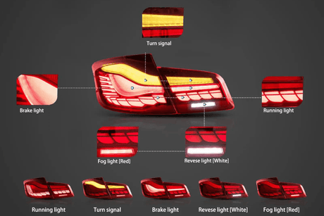 BMW 5-Series F10 F18 M5 6th Gen GTS Style -Red or Smoked- OLED Dynamic LED Tail Lights (2011-2017) - K2 Industries