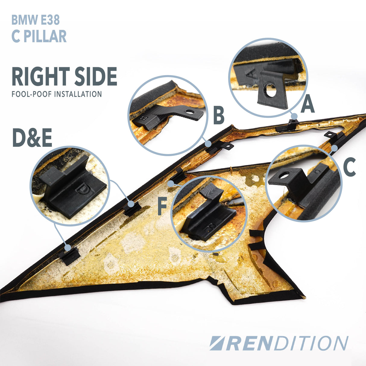 BMW E38 C PILLAR REPAIR KIT - K2 Industries