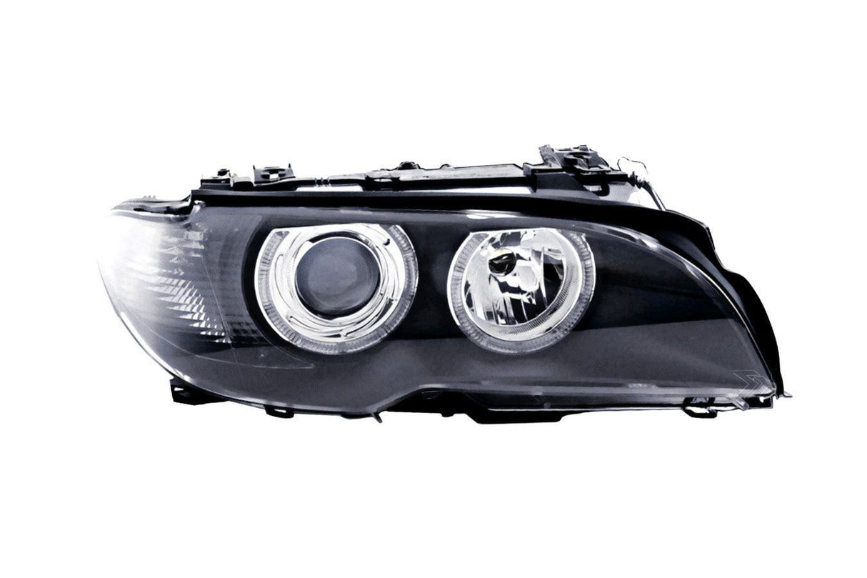BMW E46 3-Series Coupe Black OE+ Angel Eyes Headlights - (2002-2005) - K2 Industries