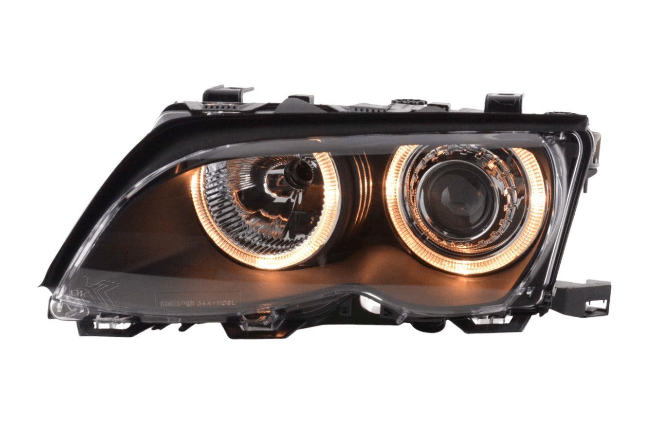 BMW E46 3-Series Sedan Black OE+ Angel Eyes Headlights - (2003-2006) - K2 Industries