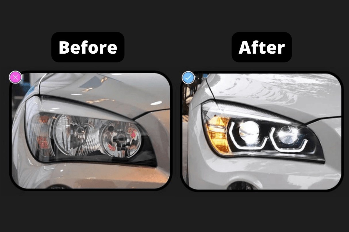 BMW E84 X1 Modern Style Angel Eye HID Bi-Xenon Headlights (2010 - 2015) - K2 Industries