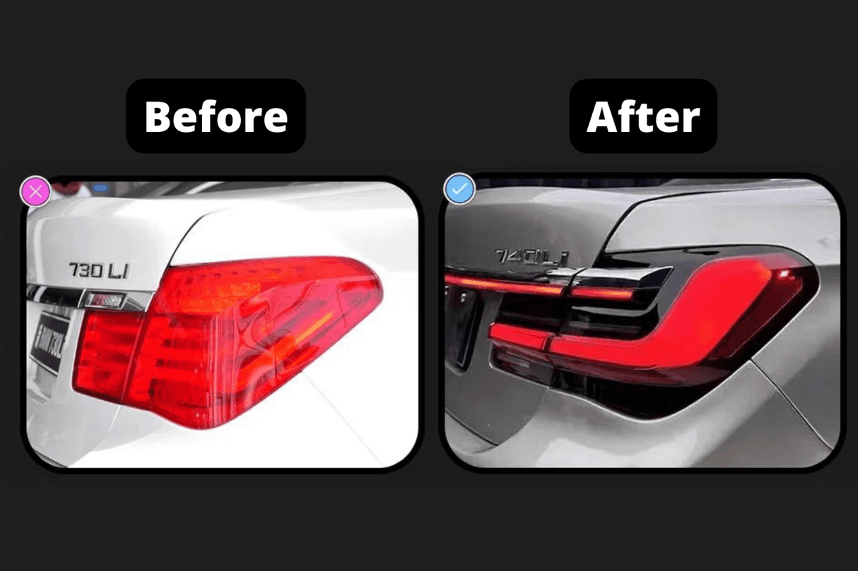 BMW F02 7 Series Red LED Luxury Beam Style Tail Lights (2008 - 2015) - K2 Industries