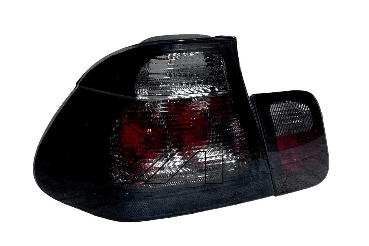 BMW Series 3 E46 Sedan Black Lens Tail Lights (1998-2001) - K2 Industries