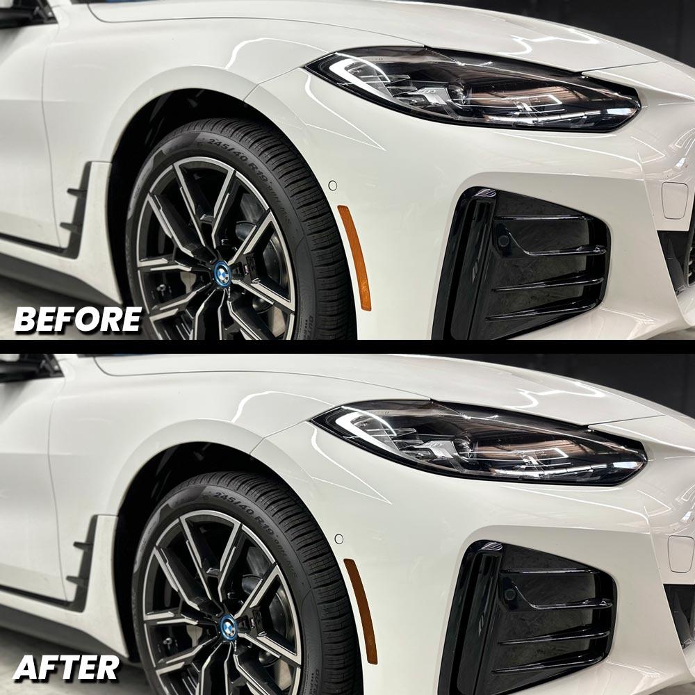 2021-2024 BMW i4 e35 e40 m50 Front Bumper Reflector Pre-Cut Overlay SMOKE BLACKOUT