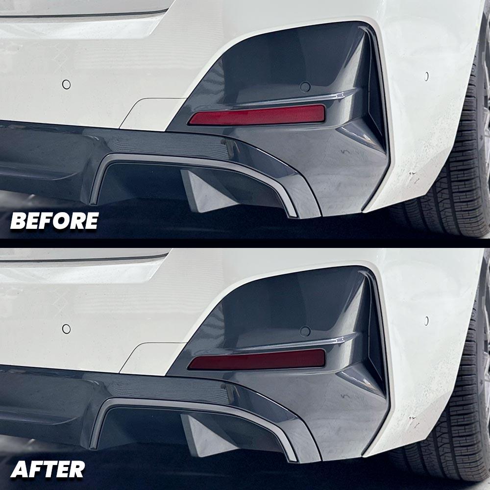 2021-2024 BMW i4 e35 e40 m50 Rear Bumper Reflector Pre-Cut Overlay SMOKE BLACKOUT