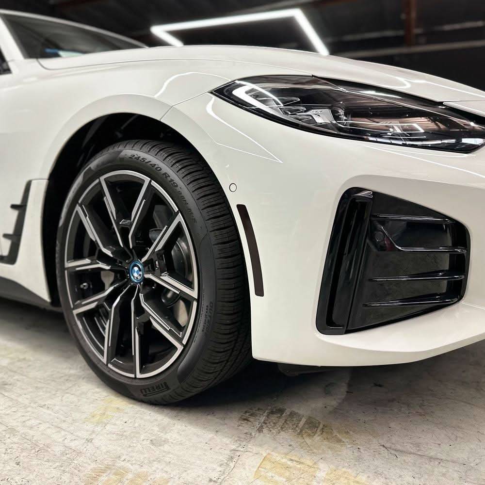 2021-2024 BMW i4 e35 e40 m50 Front Bumper Reflector Pre-Cut Overlay SMOKE BLACKOUT