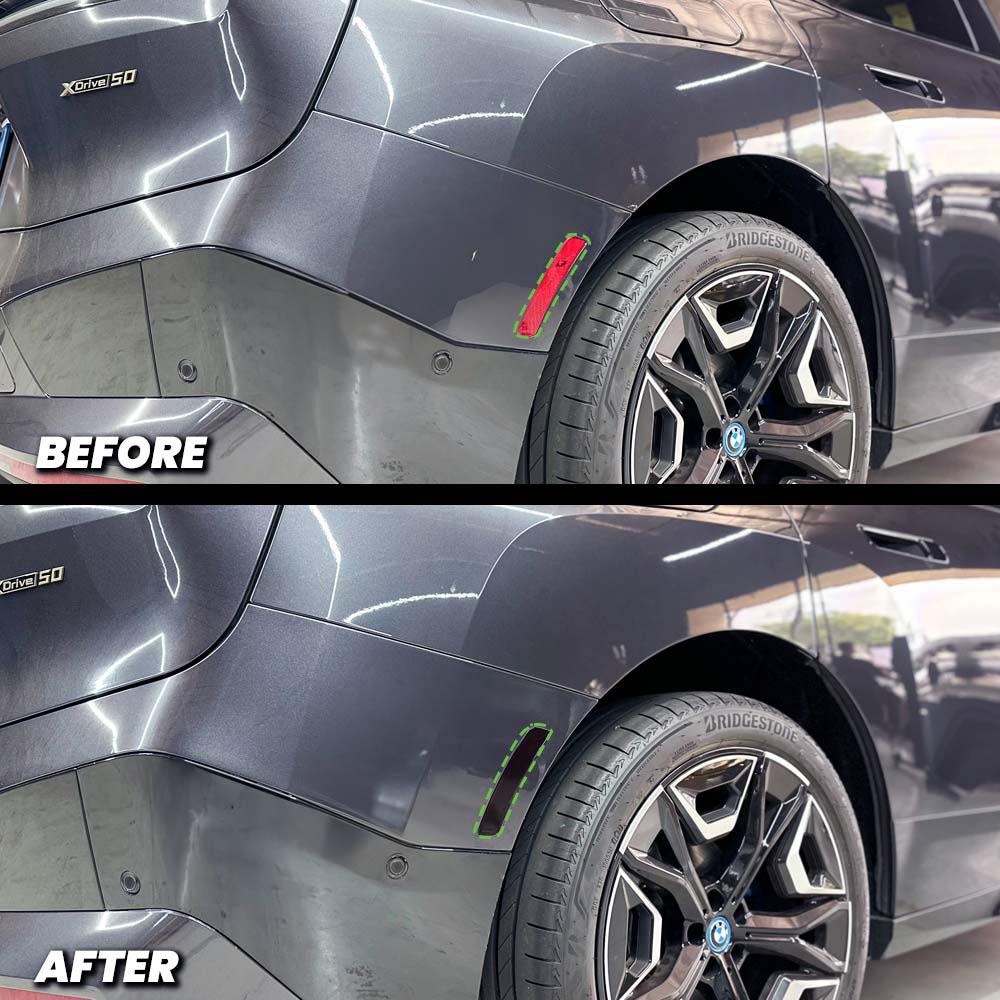 2021-2024 Bmw iX xDrive50 M60 Rear Bumper Reflector Pre-Cut Overlay SMOKE BLACKOUT