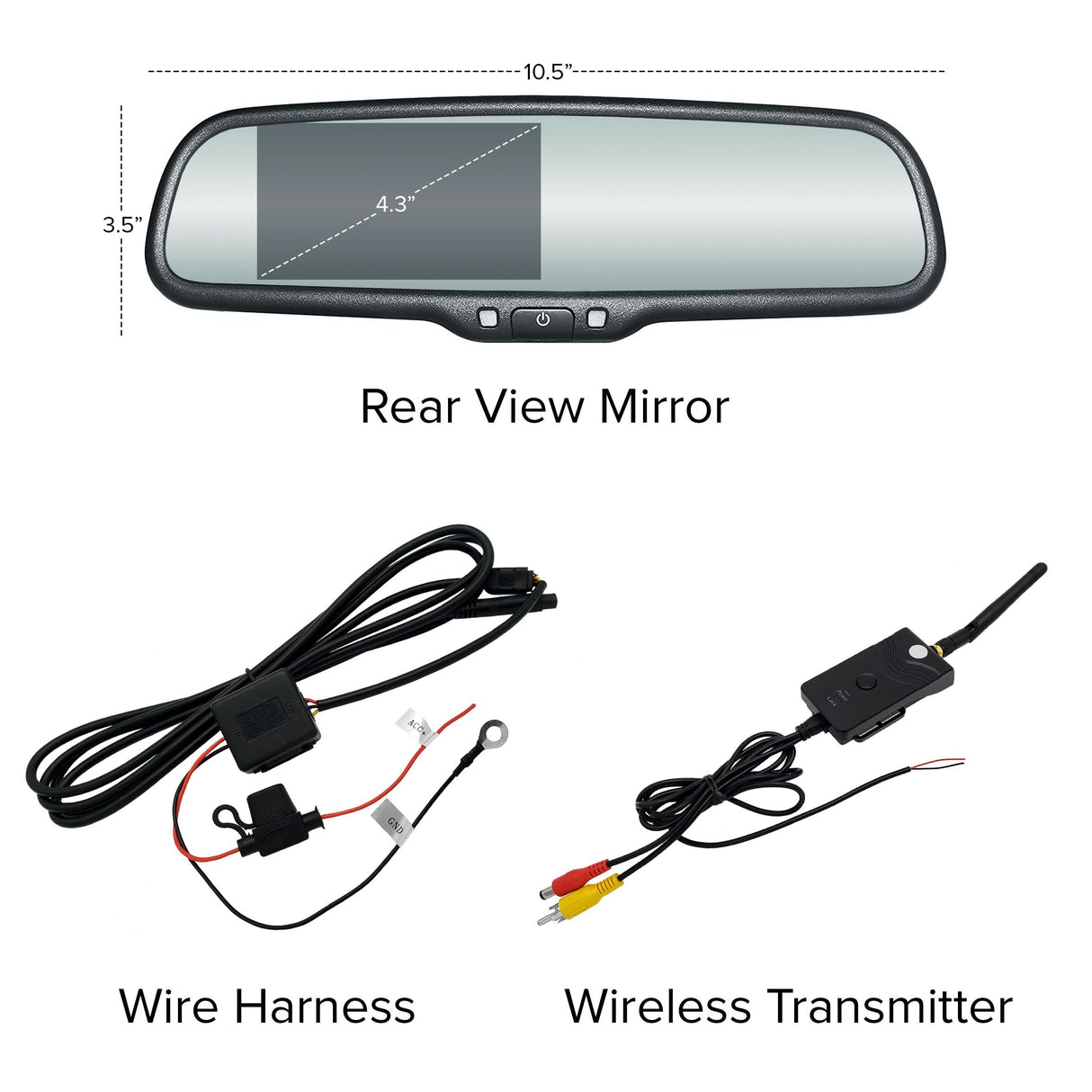 Master Tailgaters 10.5" Rear View Mirror with 4.3" LCD Screen and Wireless Transmitter | Rearview Universal Fit | Auto Adjusting Brightness LCD | Anti Glare | Full Mirror Replacement
