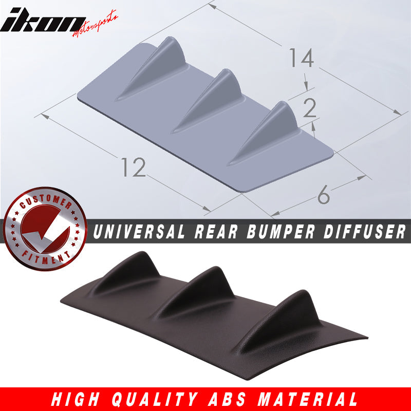 Universal 14" x 6" Ikon Style Matte Black Rear Bumper Lip Diffuser ABS
