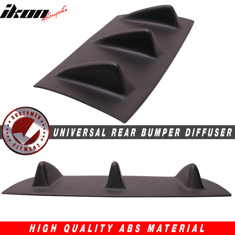 Universal 14" x 6" Ikon Style Matte Black Rear Bumper Lip Diffuser ABS