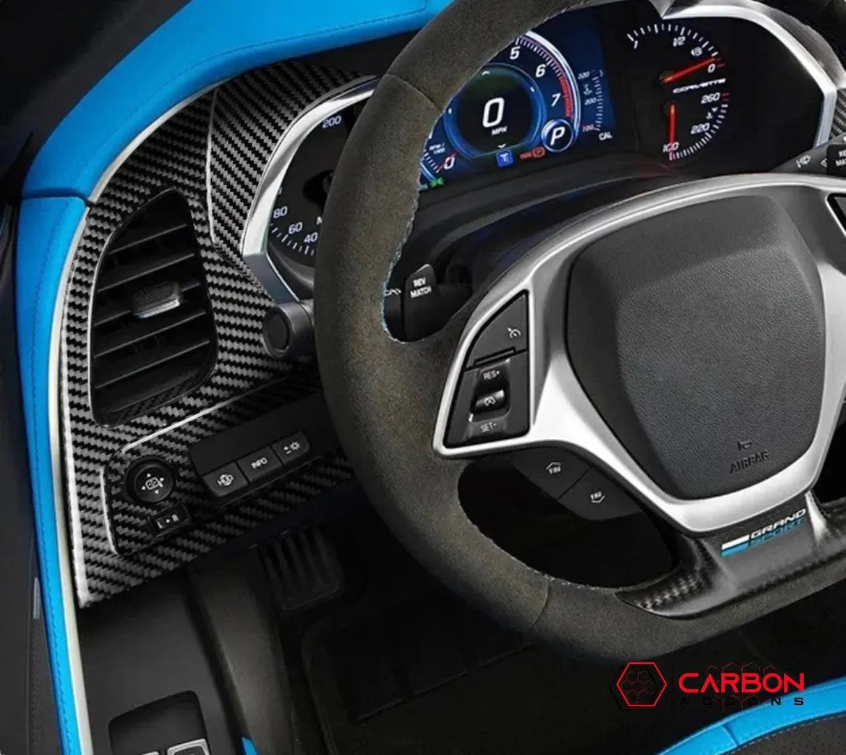 C7 Corvette 2014-2019 Driver Side Dashboard Carbon Fiber Overlay