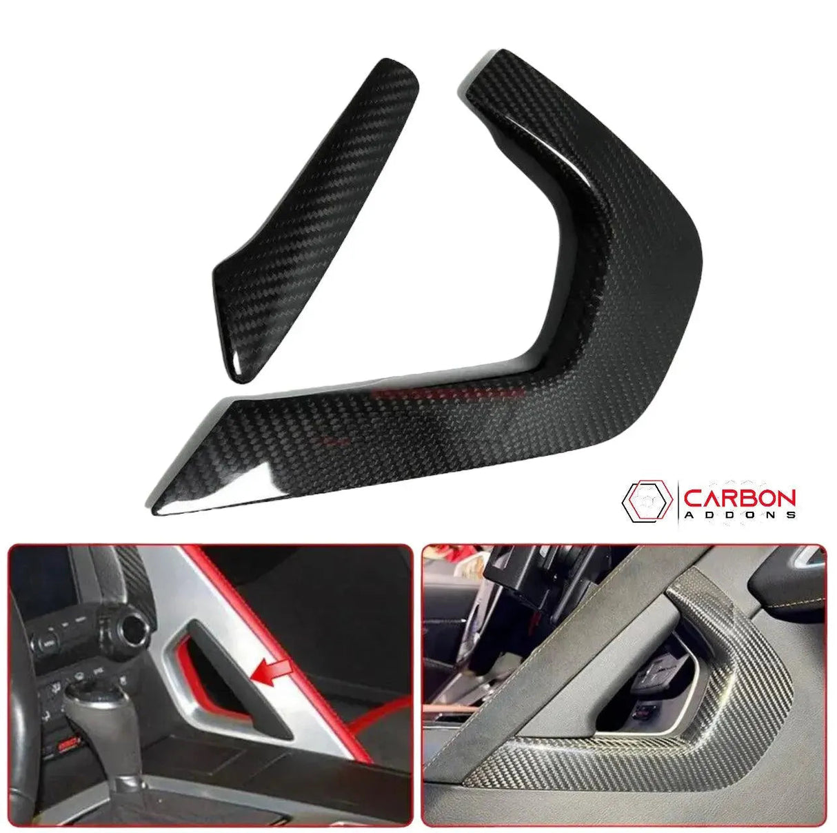 C7 Corvette 2014-2019 Carbon Fiber Center Console Handle Trim Covers