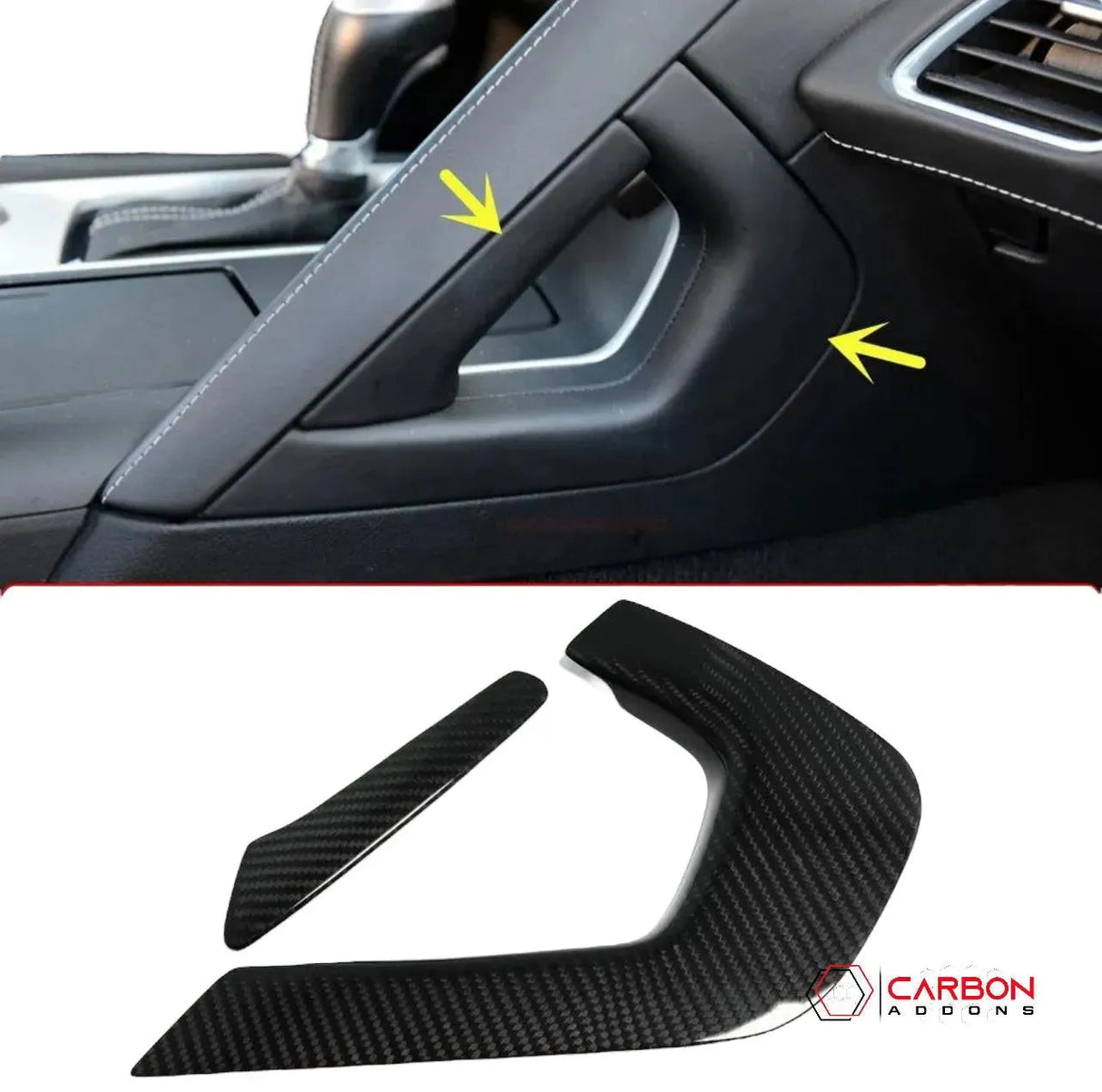 C7 Corvette 2014-2019 Carbon Fiber Center Console Handle Trim Covers