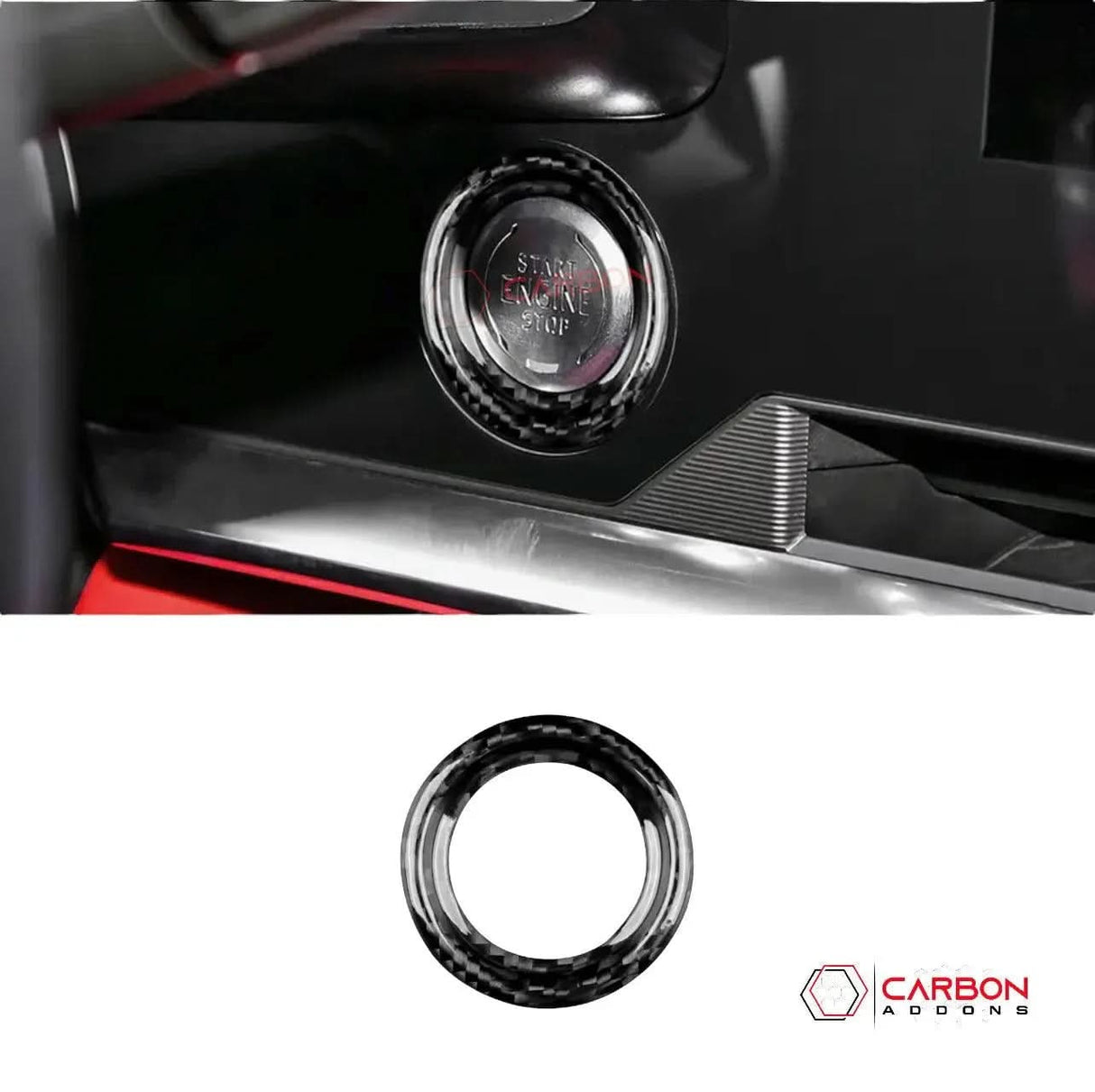 C8 Corvette Real Carbon Fiber Start/Stop Button Surround Trim Cover | Interior Upgrade (2020–2026)
