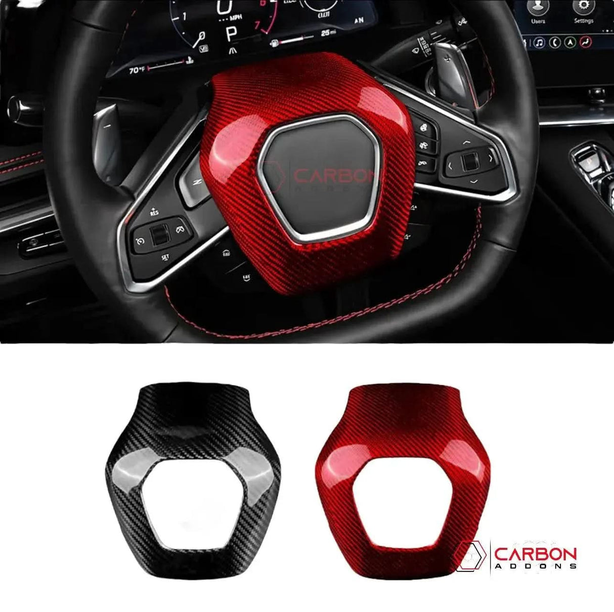 C8 Corvette Real Carbon Fiber Steering Wheel Airbag Cover | Interior Upgrade (2020–2026)