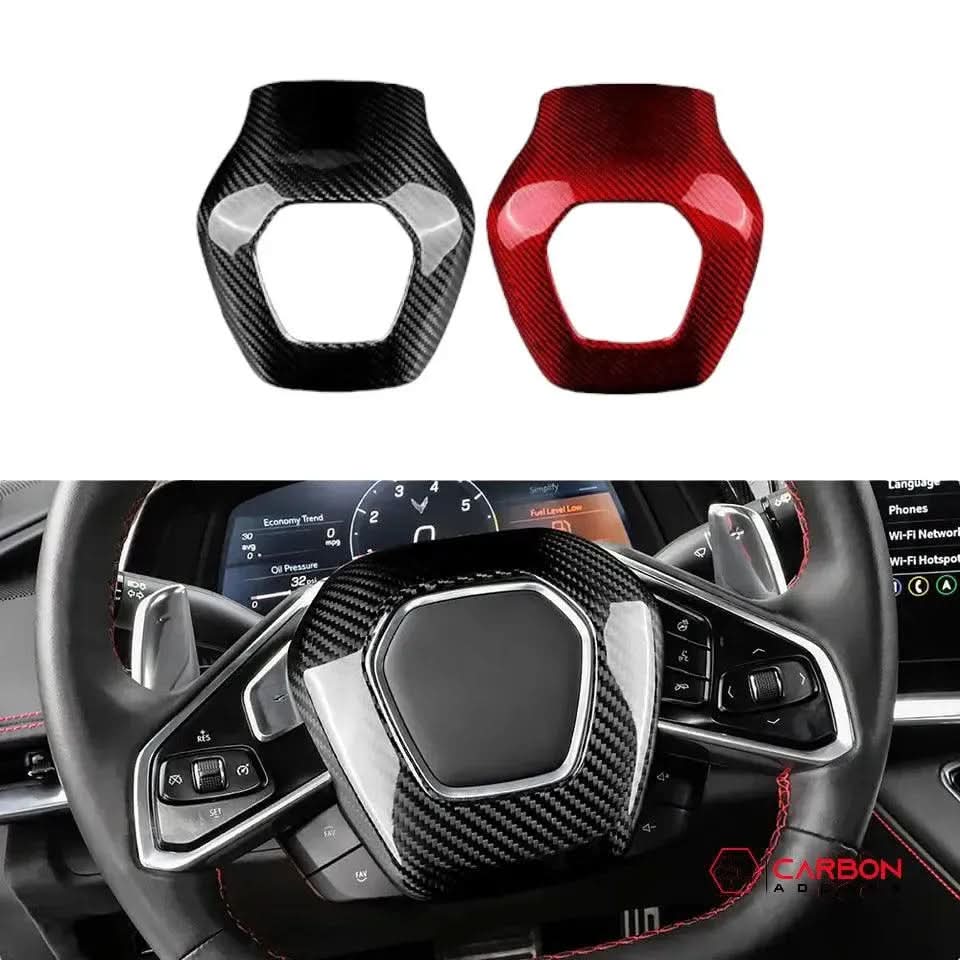 C8 Corvette Real Carbon Fiber Steering Wheel Airbag Cover | Interior Upgrade (2020–2026)