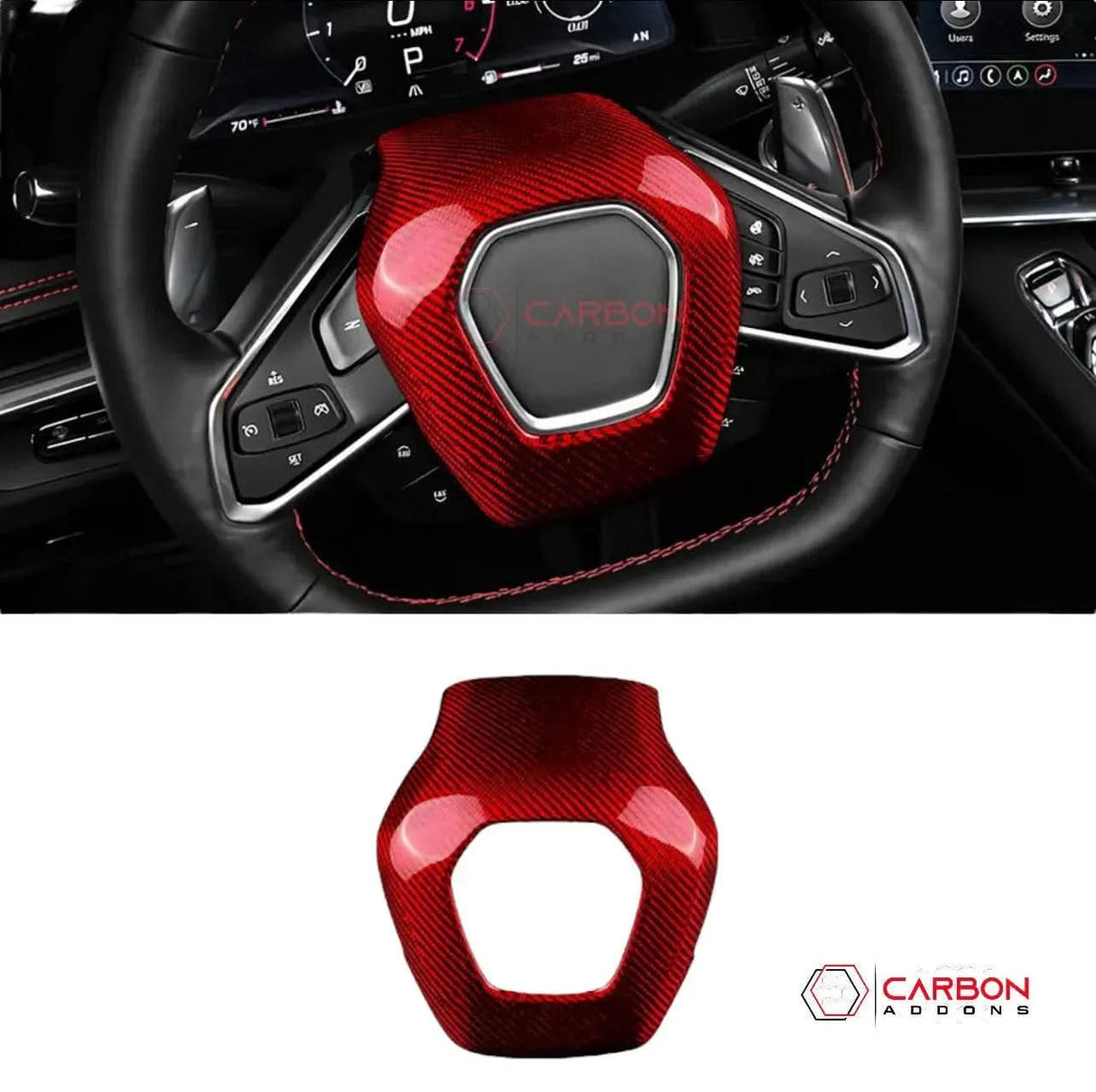C8 Corvette Real Carbon Fiber Steering Wheel Airbag Cover | Interior Upgrade (2020–2026)