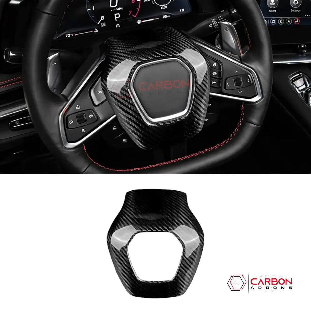 C8 2020+ Corvette Steering Wheel Carbon Fiber Airbag Cover