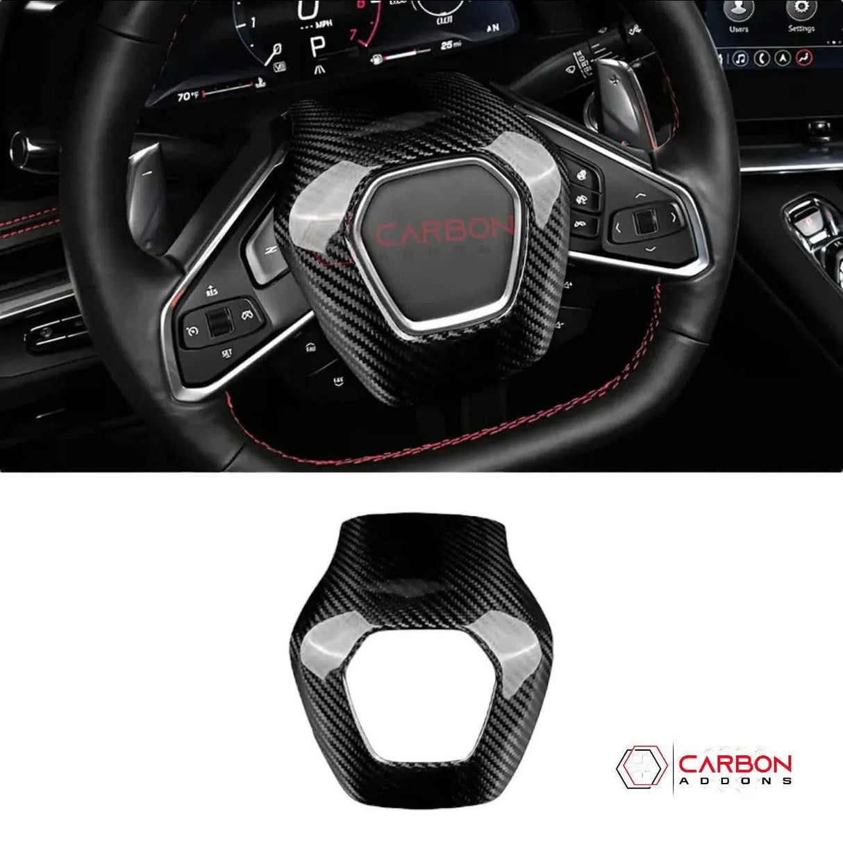 C8 Corvette Real Carbon Fiber Steering Wheel Airbag Cover | Interior Upgrade (2020–2026)
