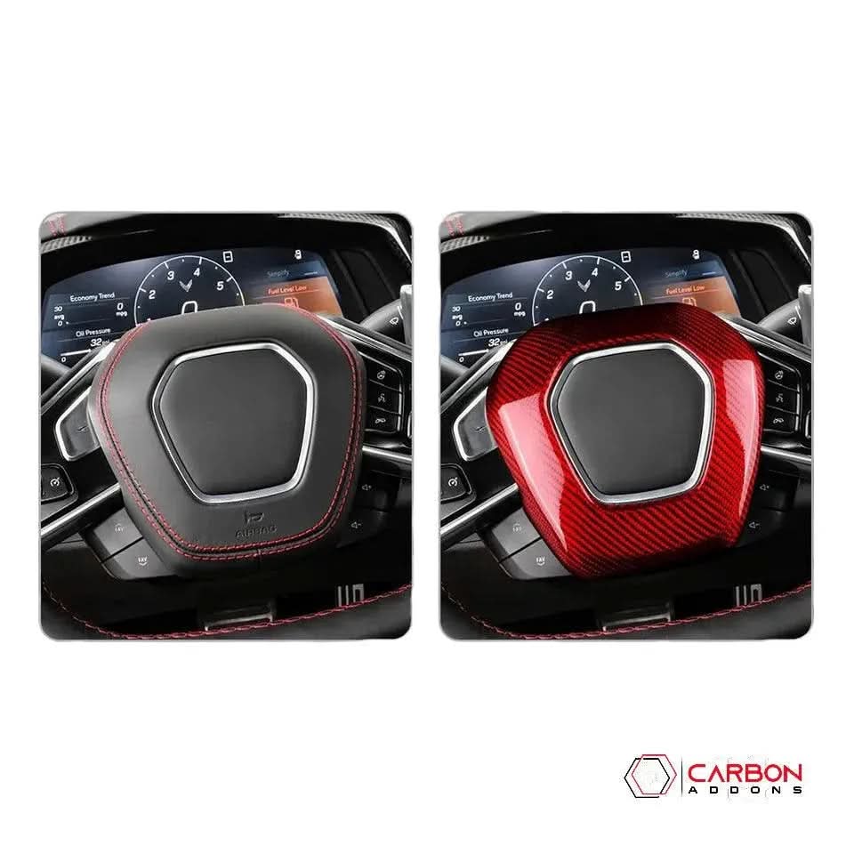 C8 Corvette Real Carbon Fiber Steering Wheel Airbag Cover | Interior Upgrade (2020–2026)
