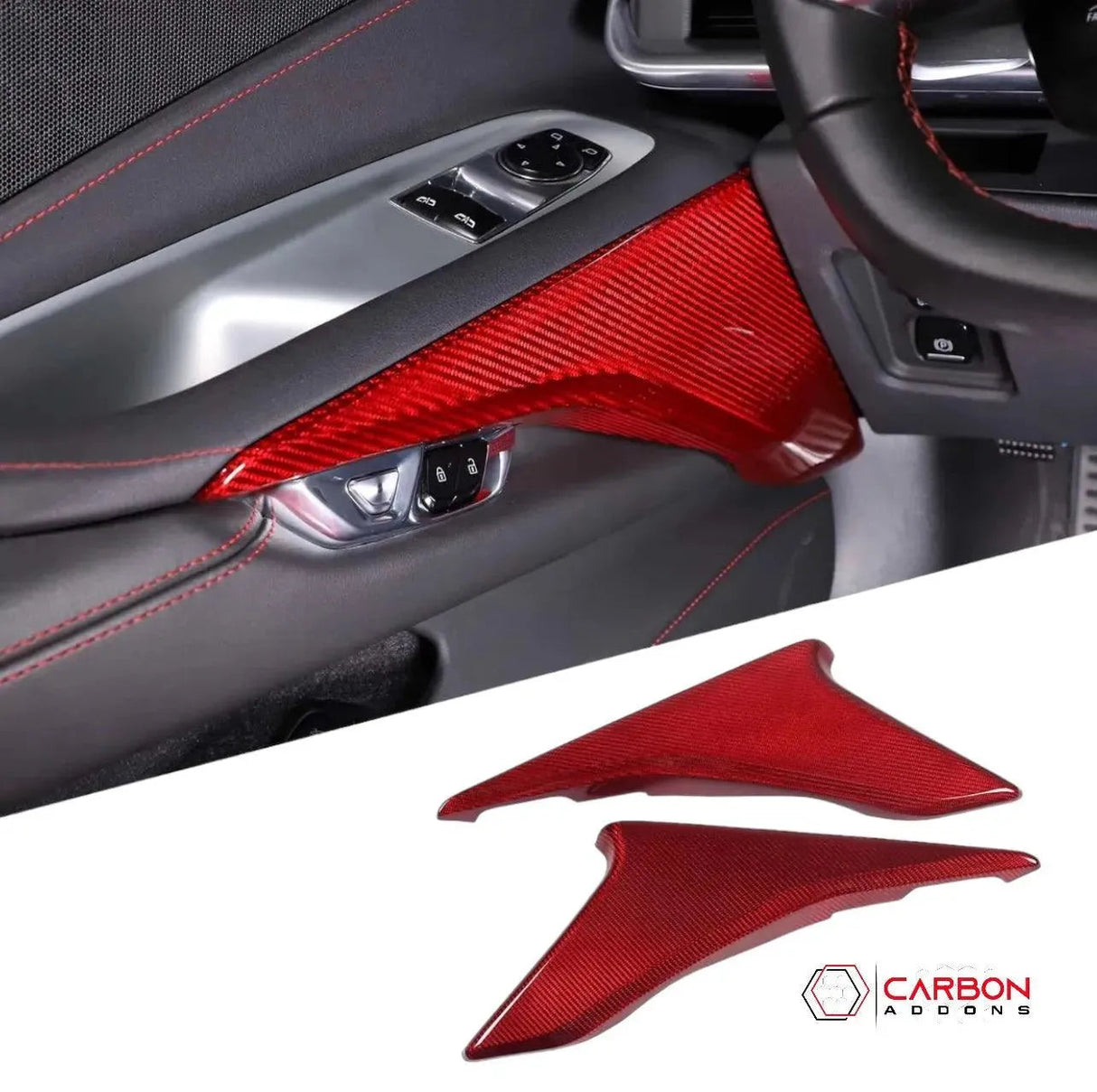 C8 Corvette 2020+ Real Carbon Fiber Lower Door Panel Trim Cover