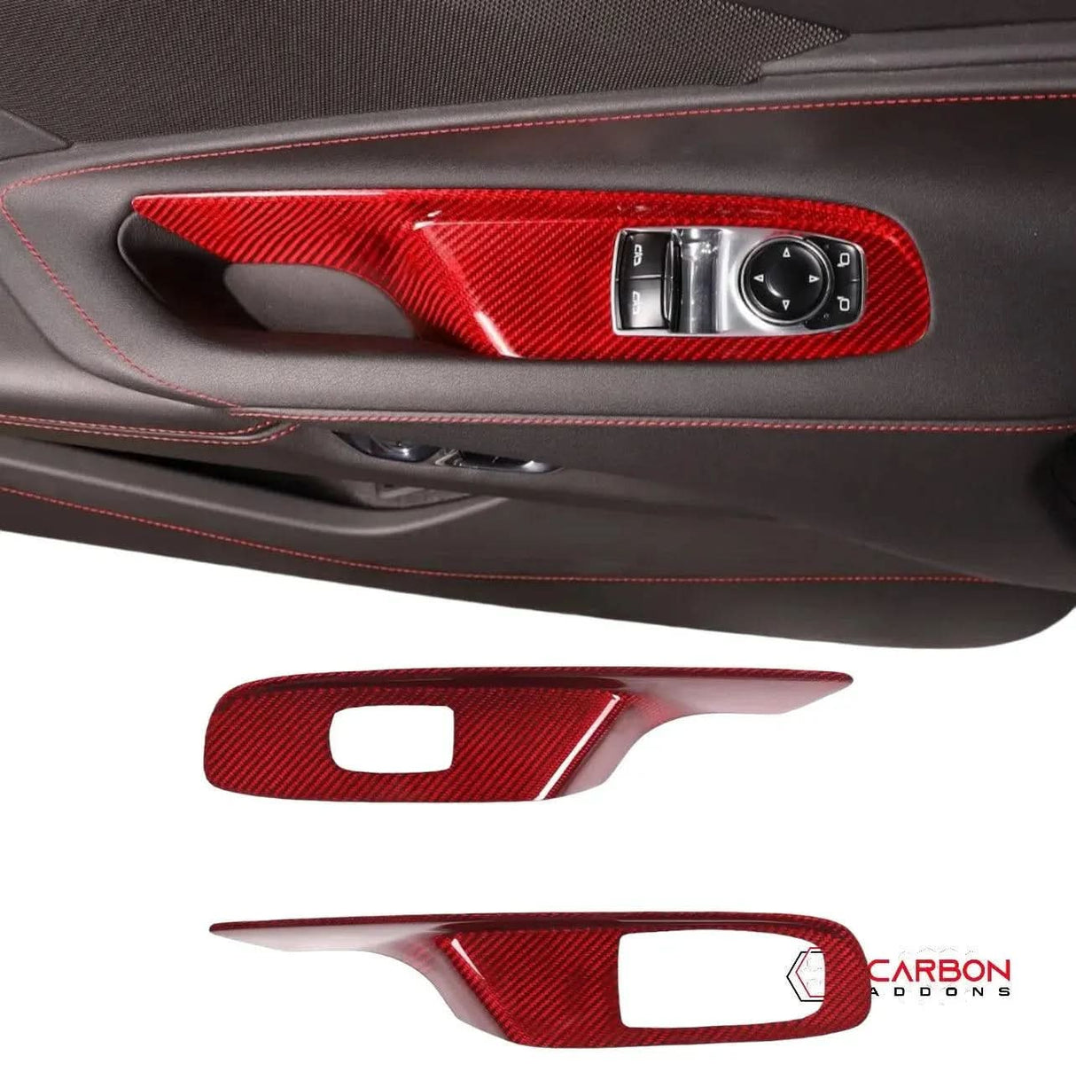 C8 Corvette Real Carbon Fiber Window Switch Trim Covers | Interior Overlay (2020–2026)