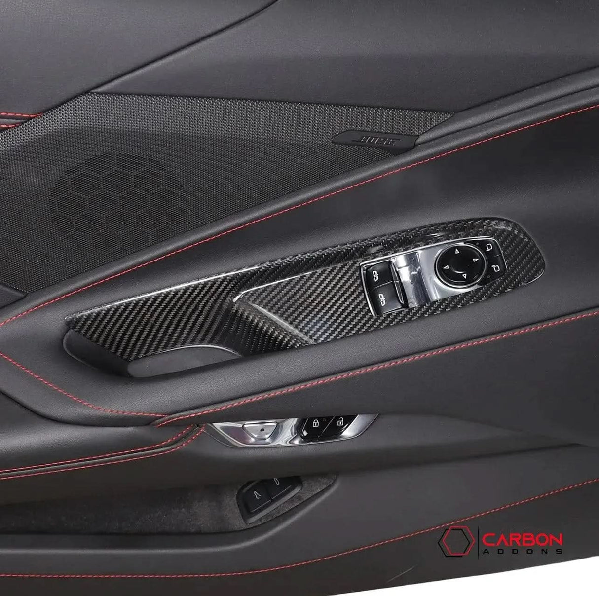 C8 Corvette Real Carbon Fiber Window Switch Trim Covers | Interior Overlay (2020–2026)