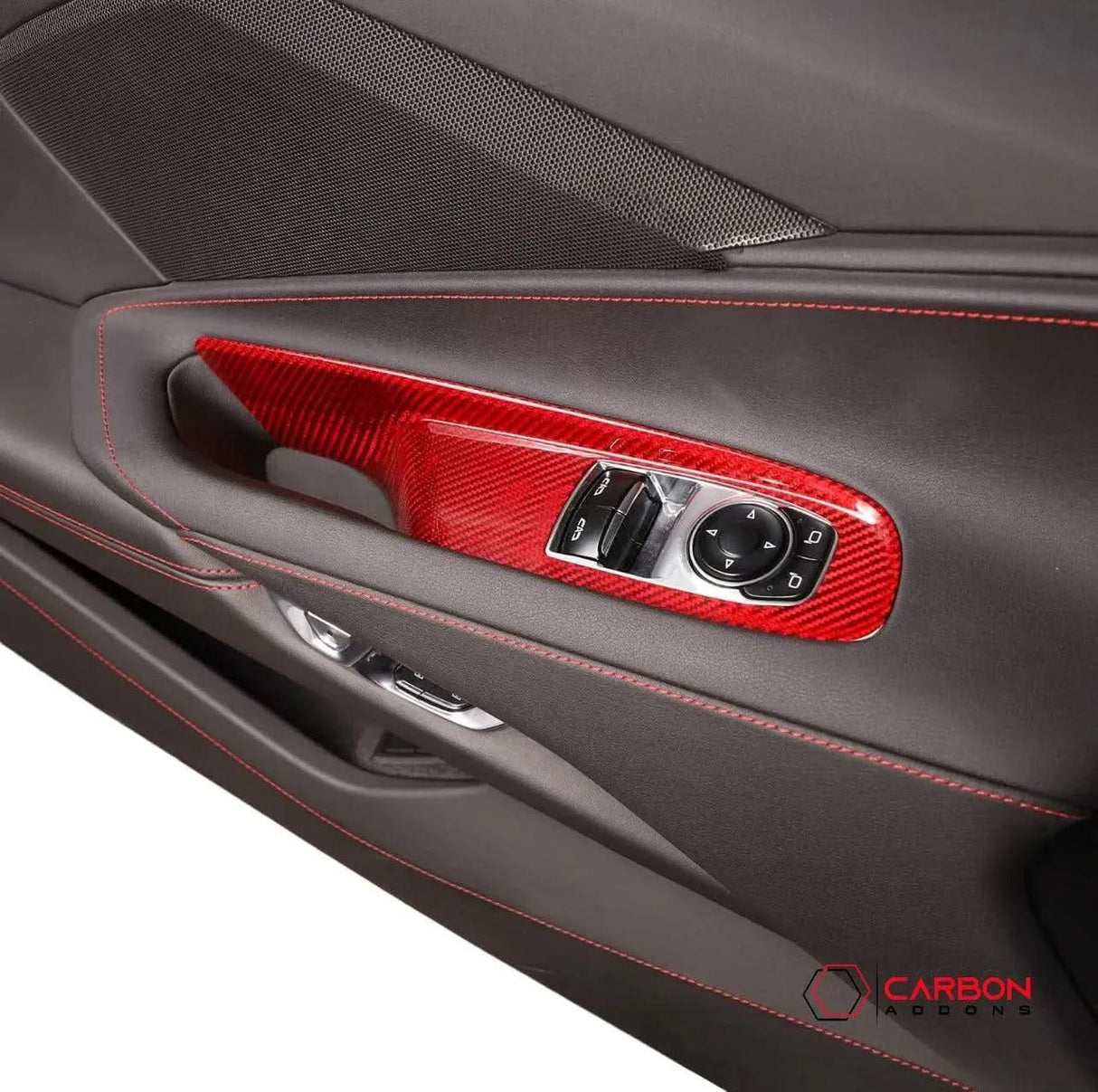 C8 Corvette Real Carbon Fiber Window Switch Trim Covers | Interior Overlay (2020–2026)