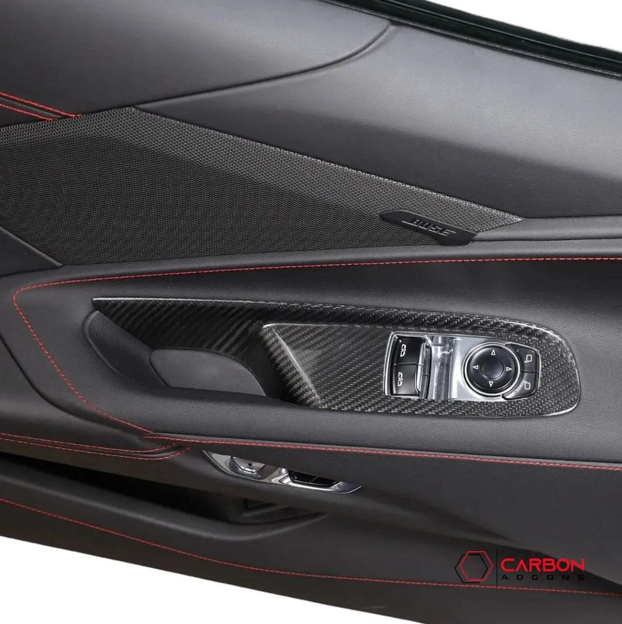 C8 Corvette Real Carbon Fiber Window Switch Trim Covers | Interior Overlay (2020–2026)