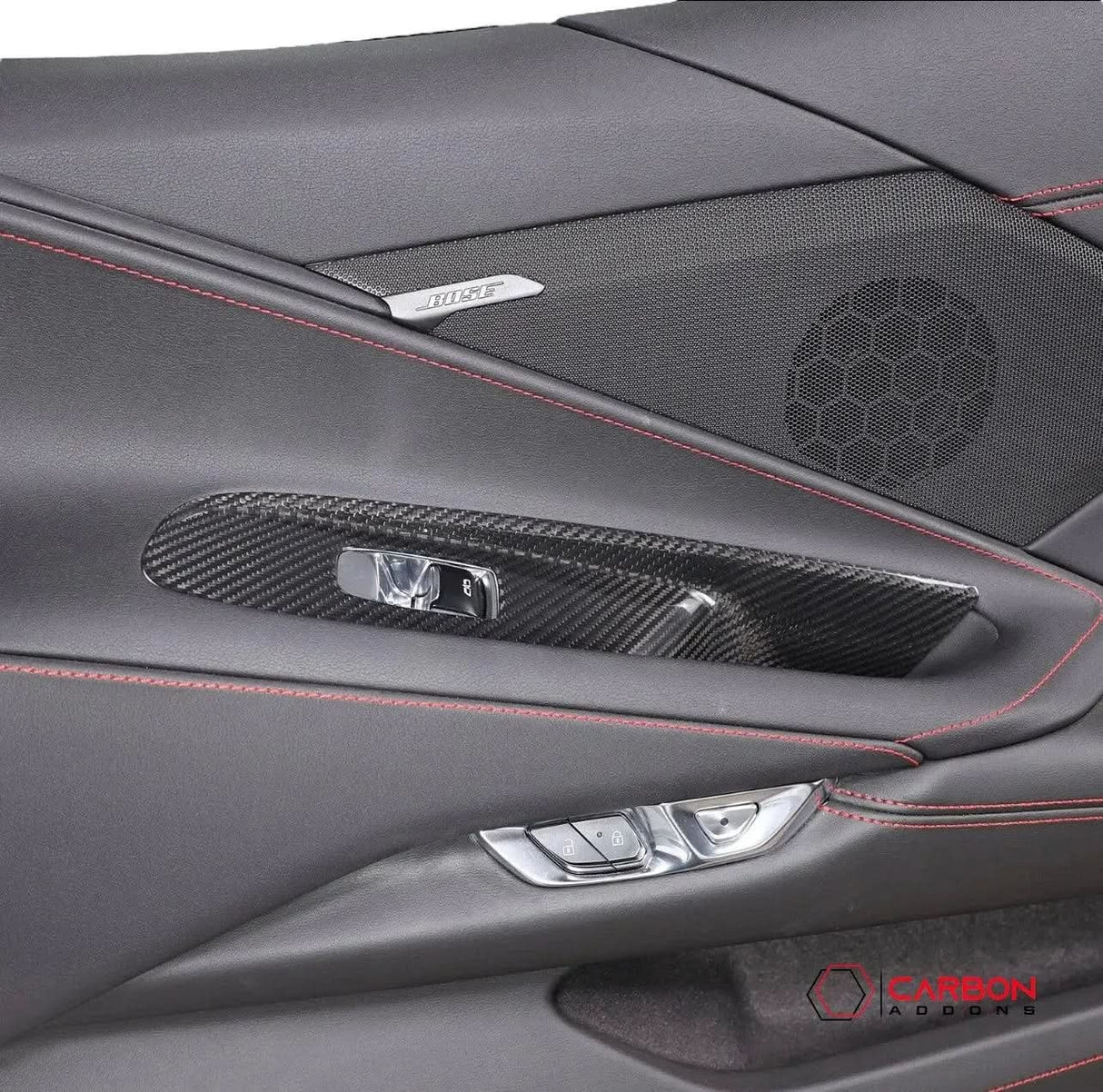 C8 Corvette Real Carbon Fiber Window Switch Trim Covers | Interior Overlay (2020–2026)
