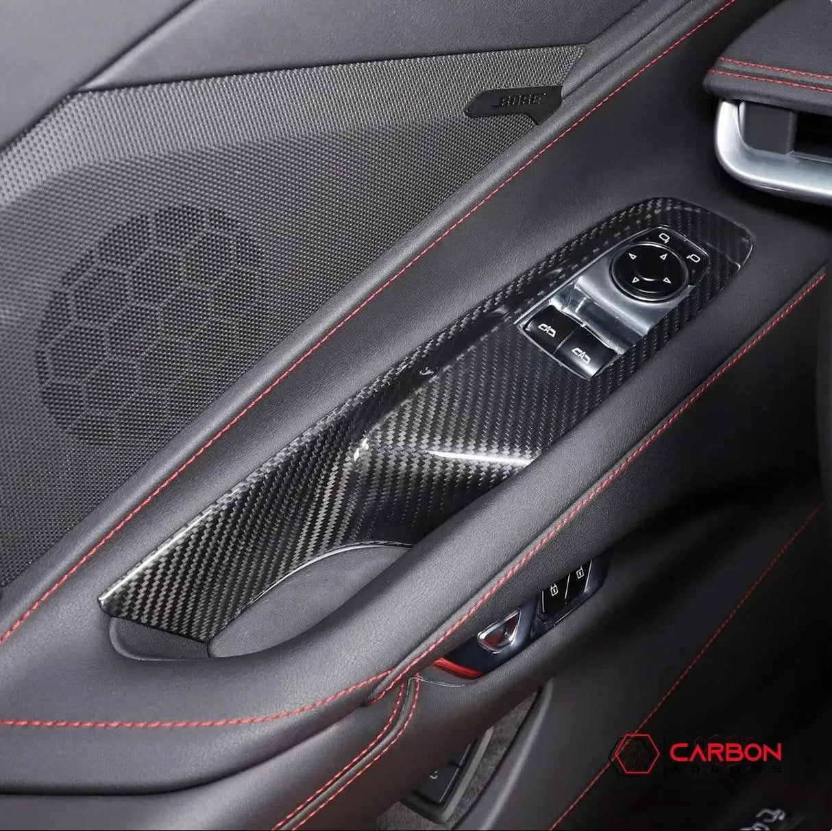 C8 Corvette Real Carbon Fiber Window Switch Trim Covers | Interior Overlay (2020–2026)