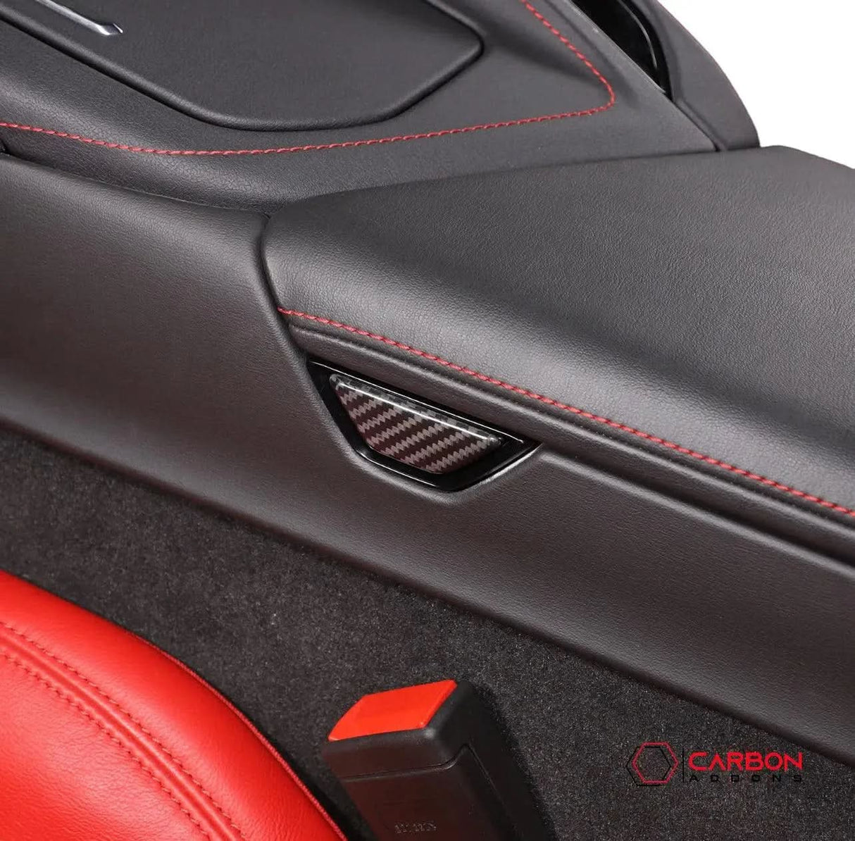 C8 Corvette Real Carbon Fiber Armrest Button & Trim Covers | Interior Overlay (2020–2026)